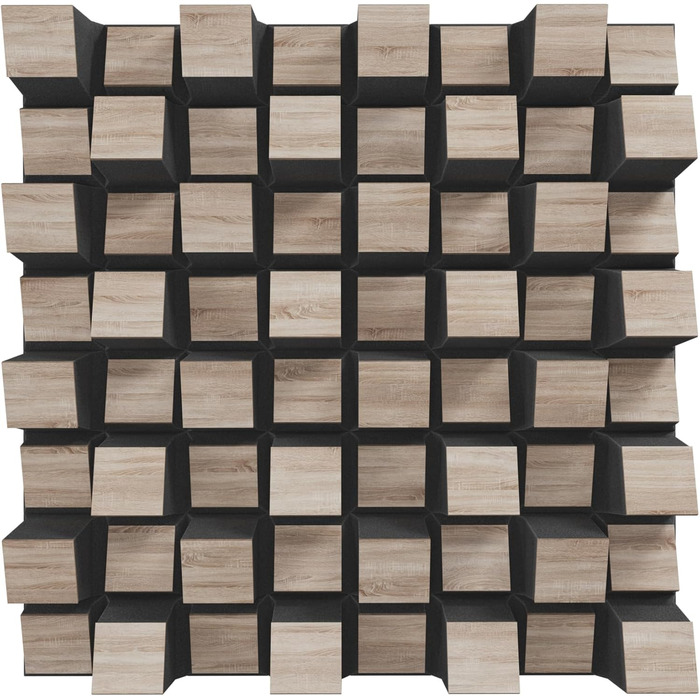 Набір акустичних диффузорів 2D для звукоізоляції та поглинання шуму, 50 x 50 см, колір Sonoma SIRIUS (150мм), 2 шт.