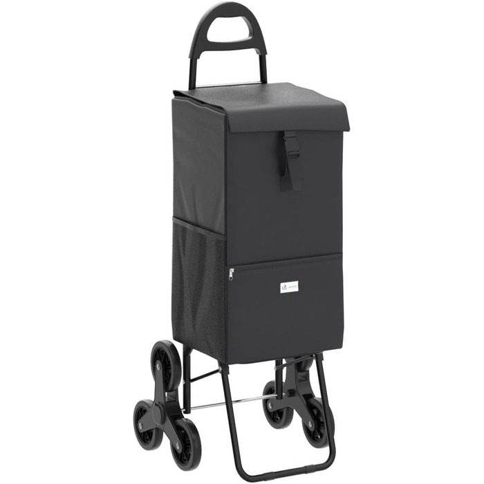 Тростина-тележка Vounot з підйомником для сходів та холодильником, складаний візок для покупок на 3 колесах, 40 л, чорний