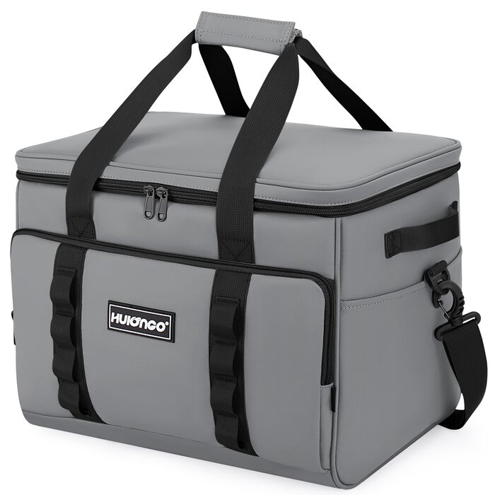 Термосумка велика 30л, водонепроникна, для пікніків, барбекю, пляжу, кемпінгу (сіра)