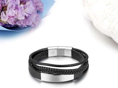 Чоловічий шкіряний браслет JewelryWe, ручної роботи, плетіння з кількох рядів, зі сталевим магнітним застібкою, регульований, для чоловіків та жінок