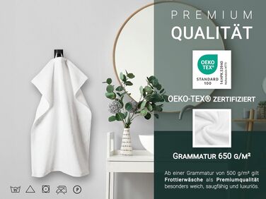 Набір білих рушників для рук ZOLLNER Premium, 50x70 см, 6 шт. — високопоглинаючі бавовняні рушники готельного якості, Oeko-Tex сертифіковані
