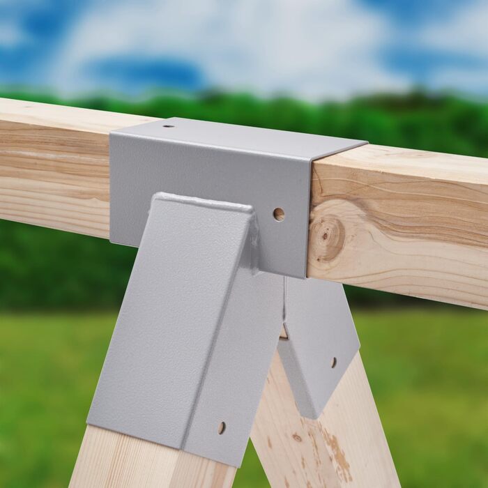 TRIBECCO® Square Swing Connector 90/90mm 90° (90° Grey) made of powder-coated steel sheet for garden swings, stable triangular A-shape with mounting holes Ø 10 mm