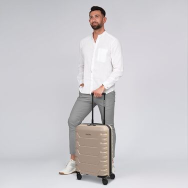 Чемодан SMARTBOX Hartschalen Check-in з жорстким корпусом | Великий XL Trolley 52 x 33 x 76 см, розширюється до 111-120 літрів | з високоякісного поліпропілену | 4 подвійні колеса & TSA-замок | легкий 4,2 кг (Edition 01) (Бежевий)