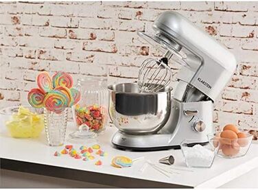 Klarstein 5L Stainless Steel Stand Mixer - 2000W Kitchen Machine with Dough Hook & Whisk - 6 Speed Universal Mixer for Baking & Cooking
