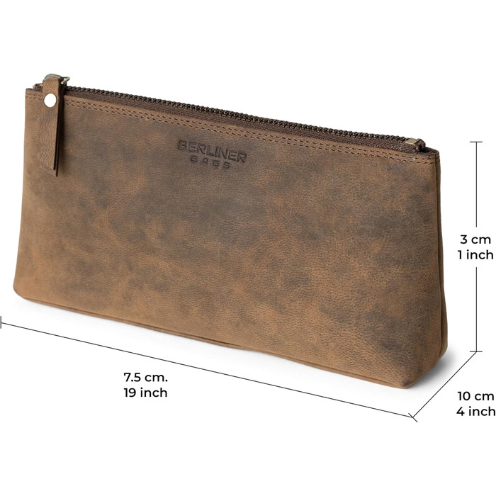 Преміум косметичка Berliner Bags Anna зі шкіри, маленький шкіряний пенал для жінок і дівчат, розмір XS, колір еспресо