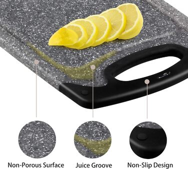 Набір з 3-х обрізних дощок Famiry: пластик, антиковзаюча поверхня, з ручкою, сафтові канавки, BPA-free, придатні для миття в посудомийній машині