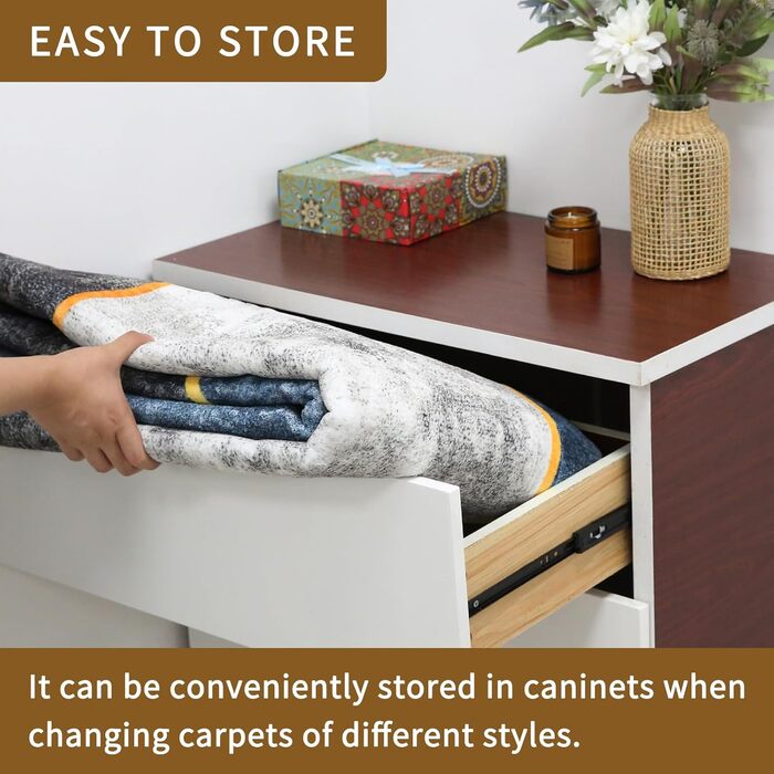 Килимок для вітальні Sour Lemon, великий 160x230 см, машинного прання, бохо-стиль, вінтажний, з антиковзаючою основою, блакитний геометричний дизайн