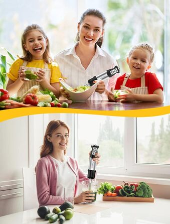 Блендер занурювальний Benefast 6-в-1 з нержавіючої сталі, 1000W, 12 швидкостей + Turbo, для супів, салатів та тіста