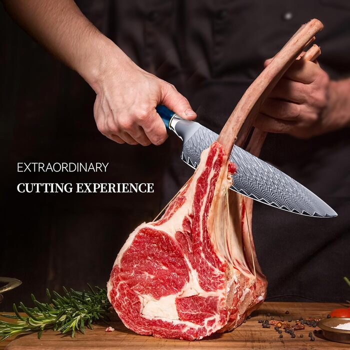 Японський кухонний ніж Hoforife 20 см з дамаської сталі VG10, професійний, з ергономічною ручкою, у подарунковій коробці