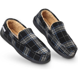 Чоловічі домашні тапочки-мокасини Dunlop з меморі-піною та флісовою підкладкою, неслизькі, розмір 41-46 (43 EU), чорний/сірий