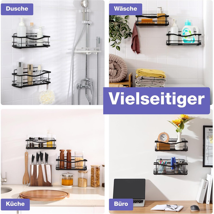 Дзеркальна поличка для душу KINCMAX з нержавіючої сталі без свердління (2 шт.)