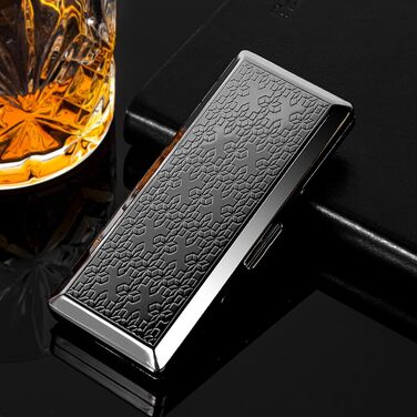 Вінтажний металевий тютюнониця для чоловіків та жінок, вміщує 18-20 сигарет (100 мм), чорний у горошок