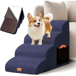 Сходинка для собак Masthome з 4 сходинками: зручна та безпечна для маленьких собак та цуценят. Легка, з антиковзким покриттям та знімною, пральною наволочкою для диванів та ліжок.