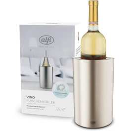 alfi SECCO, Stainless steel bottle cooler for 0.70 to 1l bottles, wine, sparkling wine. Keeps drinks cool without condensation or ice cubes, keeping drinks refreshingly cold until the very last drop. Drinks are dishwasher-safe and BPA-free (Champagne Mat, cylindrical)