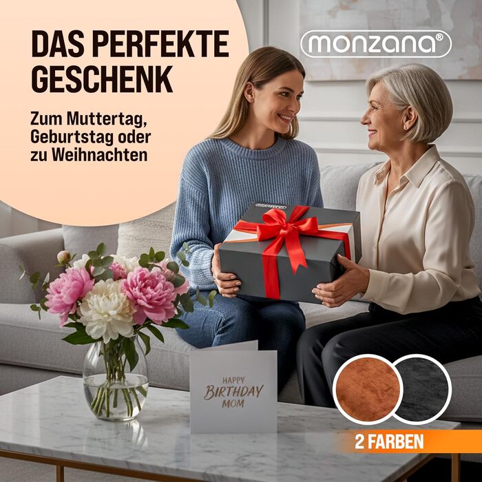 Monzana® Електрична ковдра з підігрівом 180x130 см, 120 Вт, 10 рівнів нагріву, таймер, захист від перегріву, пральна, флісова ковдра для ліжка, чорна, антрацитова