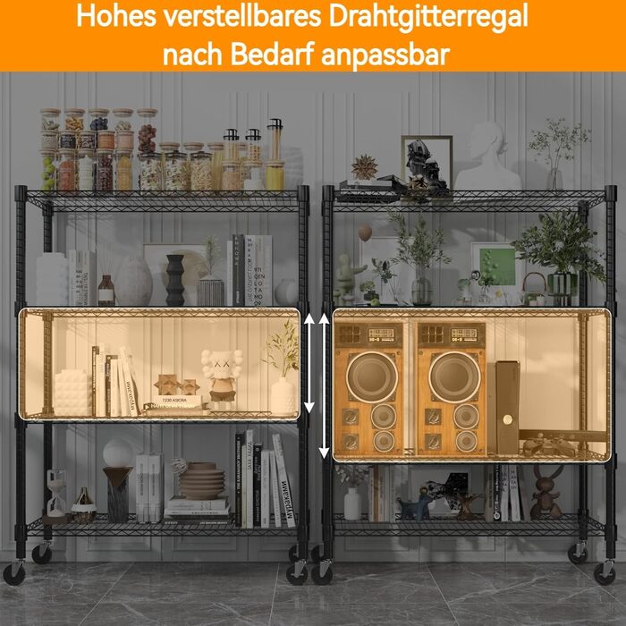 Himimi 5-Tier Rolling Wire Shelving Unit