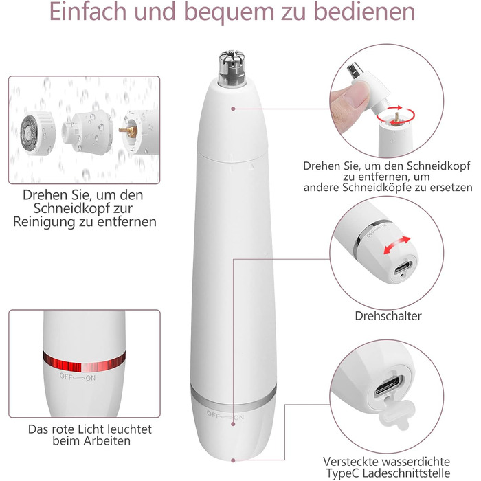 Електричний жіночий триммер 5-в-1 для бікіні, обличчя, ніг та під пахвами. Бездротовий, вологостійкий, з USB-зарядкою