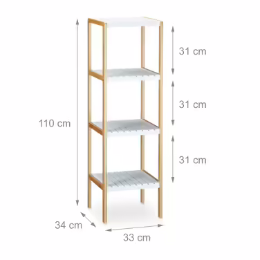 Relaxdays Bamboo Shelf with 4 Shelves