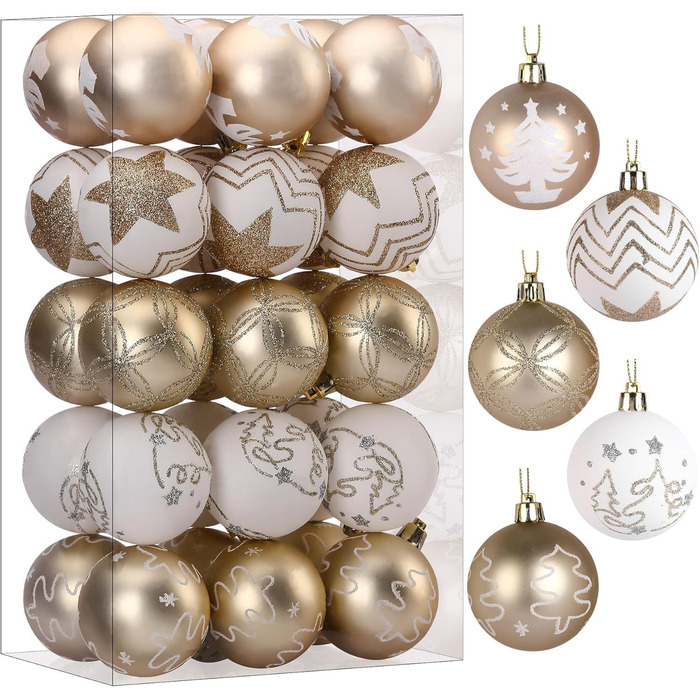 Набір прикрас для ялинки Shareconn 30 шт. 60 мм (Червоний & Золотий)