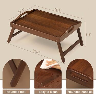 Набір з 2 столів-тачок Mxbamhyc Betttablett з бамбука: для сніданку, сервірування, з тримачем для телефону