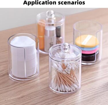Органайзер для косметики 3 шт. – диспенсер для ватних дисків та контейнер для ватних паличок з кришкою – прозора акрилова коробка для туалетного столика, ванної кімнати та спальні – система зберігання макіяжу