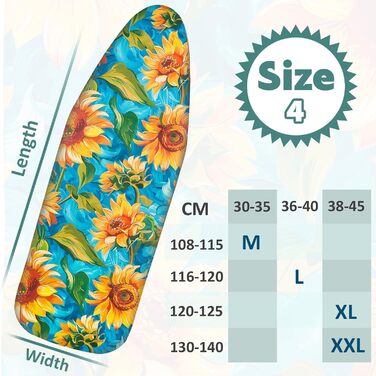 Чохол для прасувальної дошки Pottwal Neu Premium, сонячний малюнок, 38-45 x 120-125 см, для парових прасок