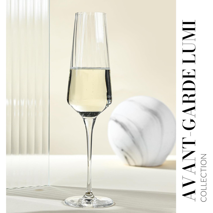 Набір келихів для шампанського Krosno Kristall, 4 шт, 200 мл – елегантні келихи для шампанського та просекко, сучасний дизайн, скло без свинцю, придатні для миття в посудомийній машині