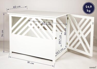 Дерев'яний вольєр для собак, 90x60 см, білий - ідеально для дому та квартири