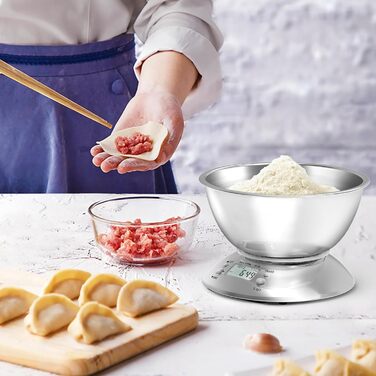 Кухонні ваги GRAM: цифрова вага для їжі, 11lb/0.1oz з чашею, нержавіюча сталь, для дієти, випічки та приготування їжі