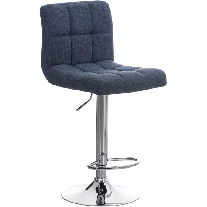 Peru 2-Piece Bar Stool Set with Fabric Upholstery - Swivel, Adjustable Height, Chrome Finish | Blue