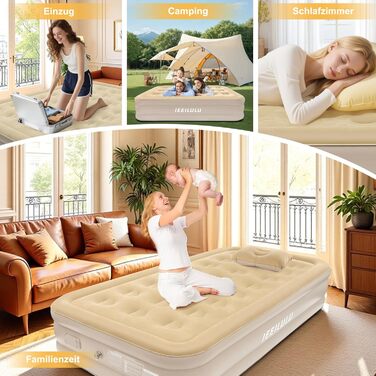 Надувний матрац самонадувний, односпальний з насосом та нічним світлом, 190 x 100 x 40 см, для дому та кемпінгу