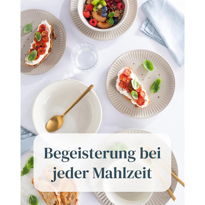 Набір посуду Steingut Hygge 24 елементи (6 осіб), світло-коричневий, преміум якість