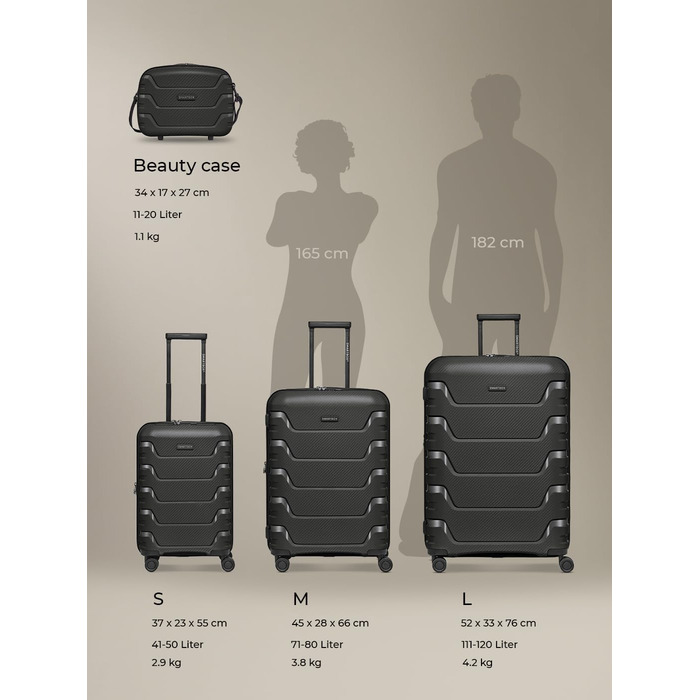 Чемодан тріумф SMARTBOX Hartschalen Check-in XL, 76 см, 111-120 л, розширюваний, з TSA-замком, з поліпропілену, 4 колеса, чорний