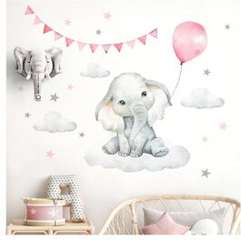 Настінний стікер Little Deco Слон з повітряною кулею для дитячої кімнати, DL889-4