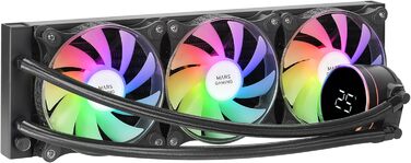 Mars Gaming ML-LCD360: Схолодження рідинне AIO, 600W, 3x 120mm ARGB вентилятори, LCD дисплей, помпа Opti-Chamber 3rd Gen, чорний