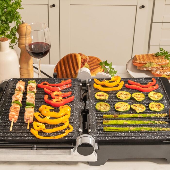 Cecotec Rock'nGrill Blaze Electric Grill. 2400W, RockStone coating, Easy cleaning, 180º opening, BPA-free, Grilling surface 29x23 cm, Adjustable temperature 2400 W | Blaze