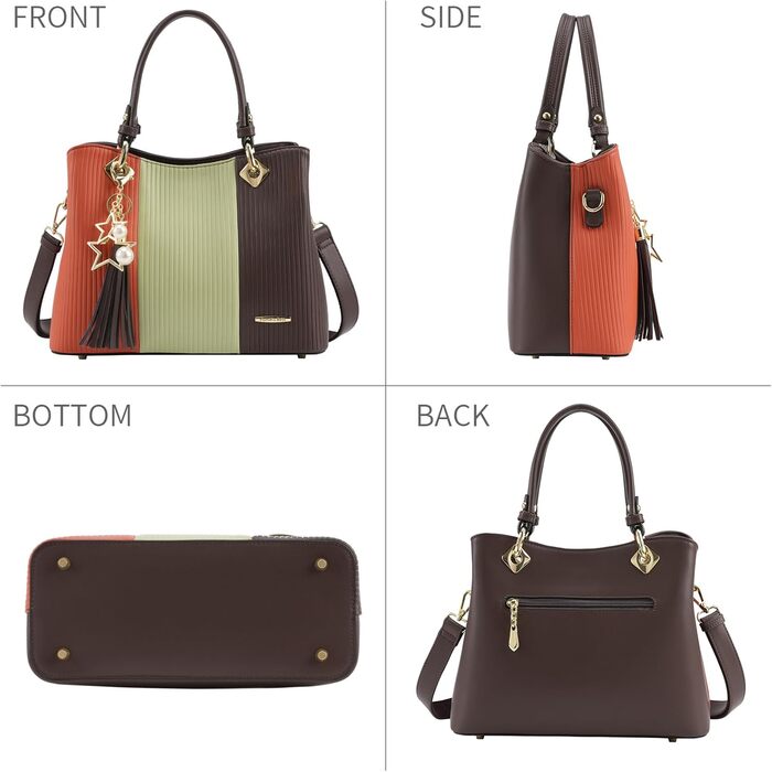 Сумка Pomelo Best жіноча багатокольорова смугаста через плече (Bernsteinmoos) з внутрішніми кишенями