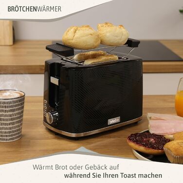 Набір для сніданку: тостер на 2 підсмажування, 7 рівнів підсмажування та бездротовий чайник 1,7 л, 2200 Вт, чорний, BPA-free, сучасний дизайн