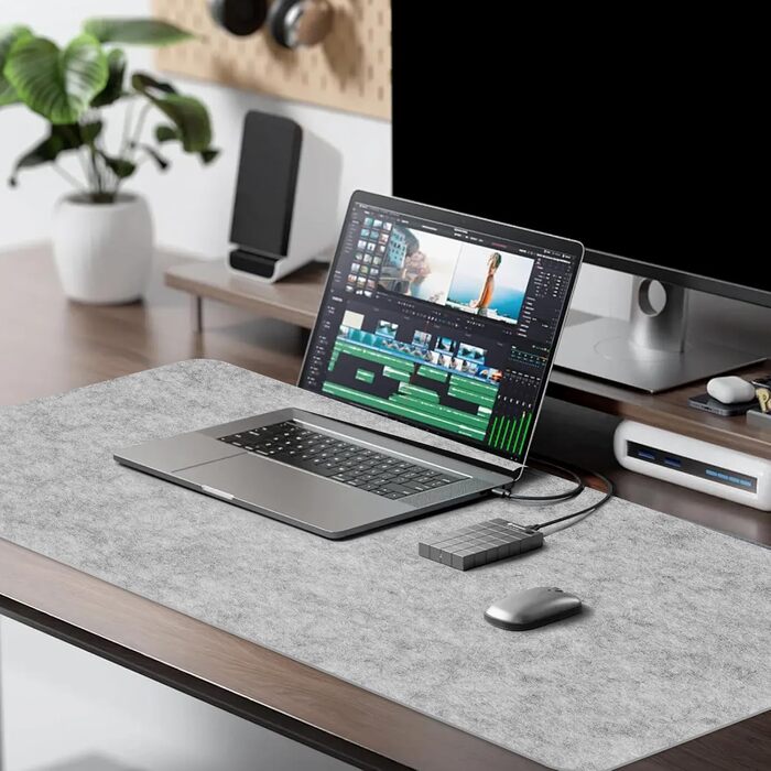 Підкладка на стіл з фетру 80x40 см сірого кольору - антиковзаюча, для офісу та дому