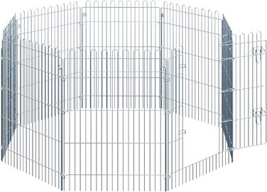 PawHut Вольєр для цуценят/собак, 8 панелей, 63B x 91H см, срібний, для собак, котів, цуценят, вольєр для собак на вулицю