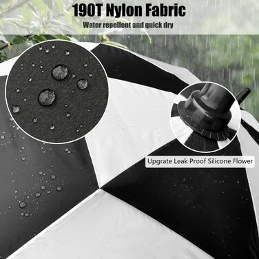 Стійкий до вітру парасолька-тростина XL/XXL, автоматичний, з подвійним вентиляційним отвором - високоякісний парасолька для жінок та чоловіків, ідеальний як гольф-парасолька (чорний/білий, 62 дюйми/157 см)