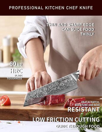 Ніж Kiritsuke Damastmesser 22 см, серія Xuan, сталь VG10 Дамаск, ручка з полімеру (сапфірово-синій)
