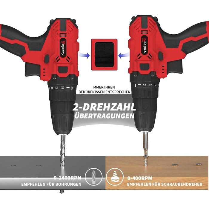 Акумуляторний шурупокрут-дрель 21V з набором аксесуарів (1500mAh, 45Nm, 25+1 ступенів) для дому та саду