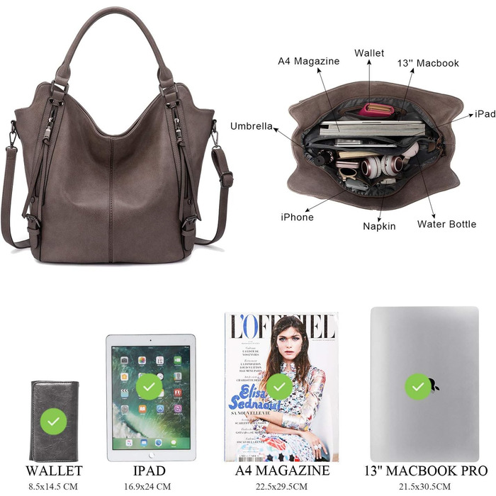 Комплект жіночих сумок Realer: шкіряна сумка-шопер, сумка на плече, гаманець Taupe L (бежевий)