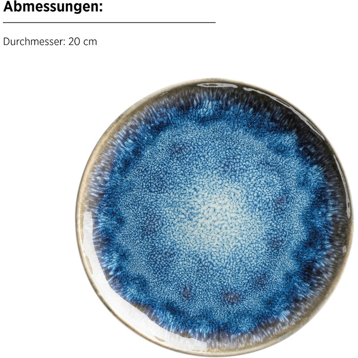 Набір керамічного посуду MÄSER Frozen на 4 особи, 16 предметів, темно-синій з крапками, органічні форми, кераміка