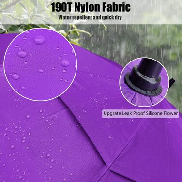 Стійкий до вітру парасолька-тростина XL/XXL з автоматичним відкриванням та подвійним вентиляційним отвором - високоякісний парасолька для жінок та чоловіків, ідеально підходить як парасолька для гольфу (фіолетовий, 68 дюймів/172 см)