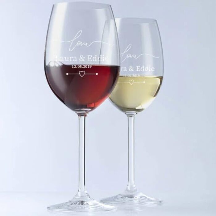 Leonardo 2-piece set of wine glasses, 460 ml, with individual engraving - gift for wedding and engagement - decorative gifts for couples - wine glass for silver wedding anniversary - table decoration for golden wedding anniversary