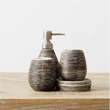 Набір для ванної кімнати з кераміки, 4 шт: дозатор для мила, мильниця, тримач для зубних щіток, стакан для зубної пасти, чорний, Middle