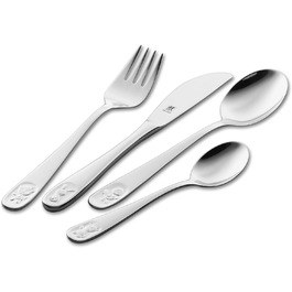 Набір дитячого столового прибору Zwilling Bino, 4 предмети, з тисненням зображень тварин, для дітей від 3 років, нержавіюча сталь 18/10, без пластикової упаковки