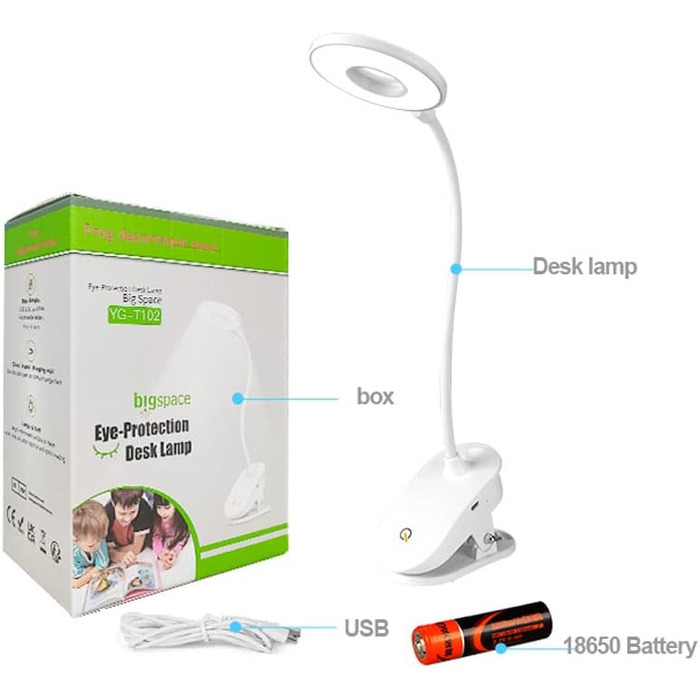 Лампа-прищіпка Frog Department Store, акумуляторна, для читання, 3 режими яскравості, USB-зарядка